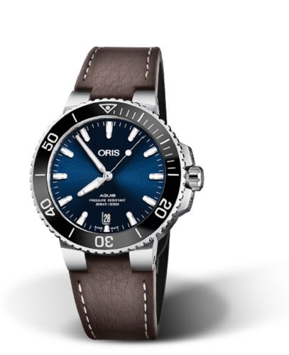 Oris Aquis Date 39.5 Stainless Steel Blue Calf