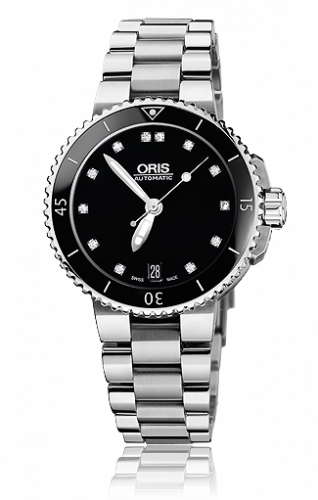 Oris Aquis Date Diamonds 36 Stainless Steel Black - Diamond Bracelet