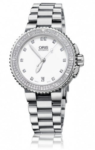 Oris Aquis Date Diamonds 36 Stainless Steel White - Diamond Bracelet