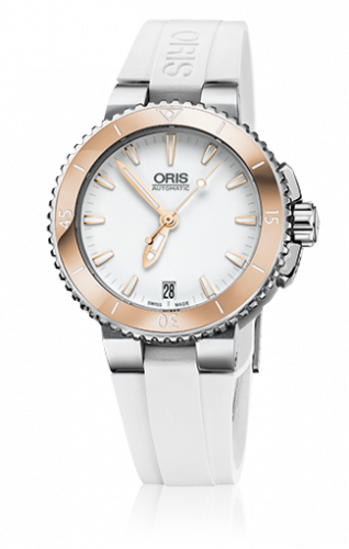 Oris Aquis Date 36 Stainless Steel White Rubber