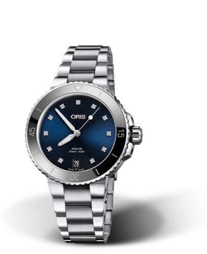 Oris Aquis Date 36.5 Stainless Steel Blue - Diamond Bracelet