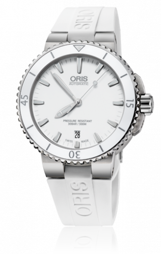 Oris Aquis Date 40 Stainless Steel White Rubber