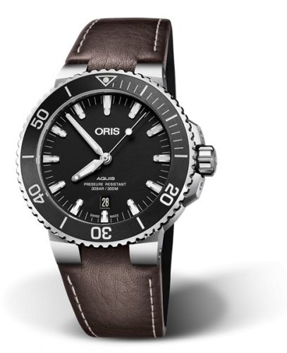 Oris Aquis Date 43.5 Stainless Steel Matte Black Calf