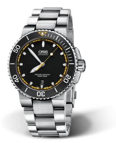 Oris Aquis Date 43 Stainless Steel Black - Yellow Bracelet