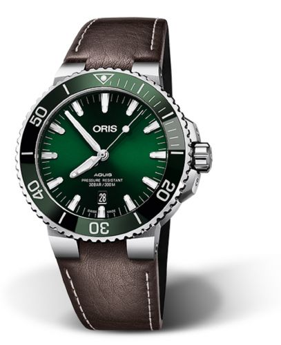 Oris Aquis Date 43.5 Stainless Steel Green Calf