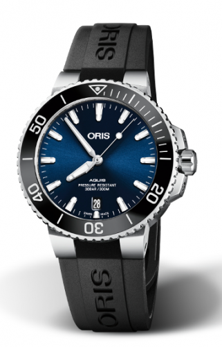 Oris Aquis Date 39.5 Stainless Steel Blue Rubber