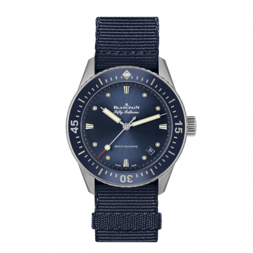 Blancpain Fifty Fathoms Bathyscaphe Stainless Steel Blue Blue Nato