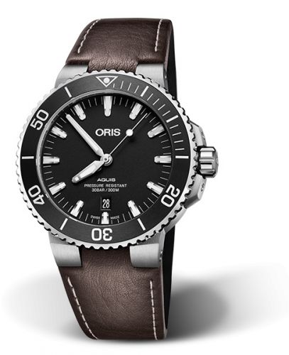 Oris Aquis Date 43.5 Stainless Steel Matte Black Calf