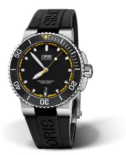 Oris Aquis Date 43 Stainless Steel Black - Yellow Rubber