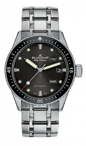 Blancpain Fifty Fathoms Bathygraphe Quantième Annuel Black Grey Steel Bracelet