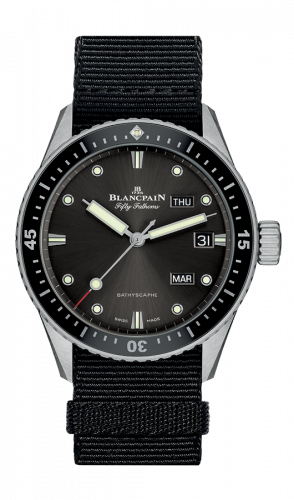 Blancpain Fifty Fathoms Bathygraphe Quantième Annuel Black Grey Black NATO
