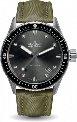 Blancpain Fifty Fathoms Bathyscaphe Stainless Steel Grey Sand Canvas