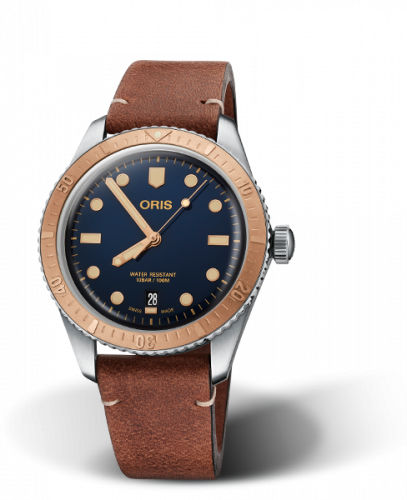 Oris Divers Sixty-Five 40 Stainless Steel Bronze Blue Calf