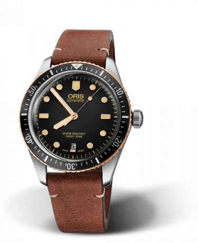 Oris Divers Sixty-Five 40 Stainless Steel Bronze Black Calf