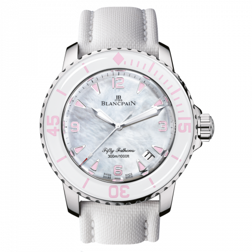 Blancpain Fifty Fathoms Automatique Stainless Steel Mother of Pearl White Canvas