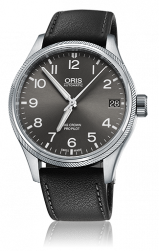 Oris Big Crown ProPilot Date Grey Black Leather