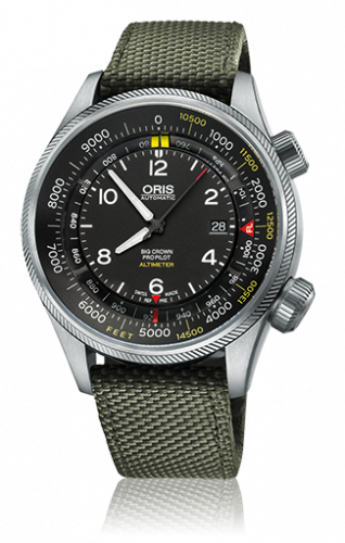 Oris Big Crown ProPilot Altimeter Feet Green Textile
