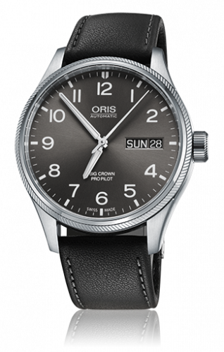 Oris Big Crown ProPilot Day Date Grey Black Leather