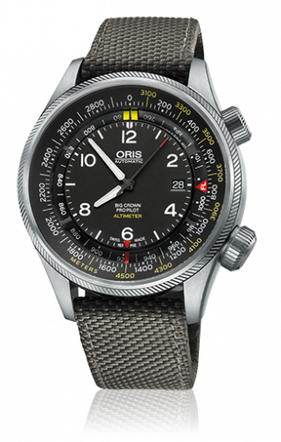 Oris Big Crown ProPilot Altimeter Meter Grey Textile