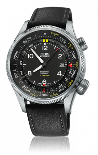 Oris Big Crown ProPilot Altimeter Feet Black Leather