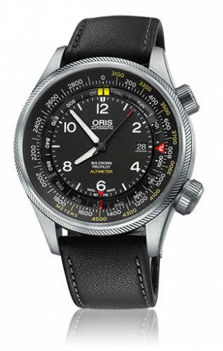 Oris Big Crown ProPilot Altimeter Meter Black Leather