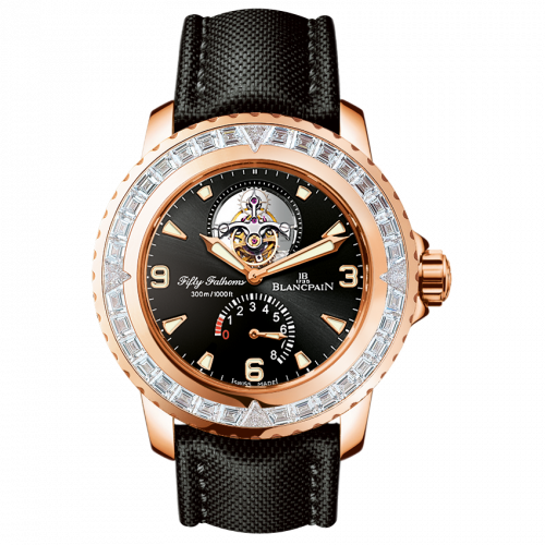 Blancpain Fifty Fathoms Tourbillon 8 Jours Red Gold Diamonds Black Canvas