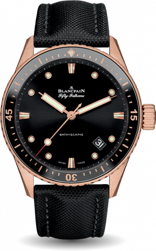 Blancpain Fifty Fathoms Bathyscaphe Sedna Gold Black Black Canvas
