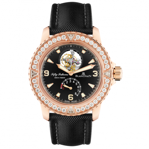 Blancpain Fifty Fathoms Tourbillon 8 Jours Red Gold Diamonds Black Canvas