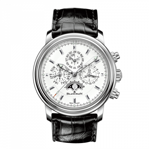 Blancpain Léman Chronographe Flyback Quantième Perpétuel Stainless Steel White Alligator