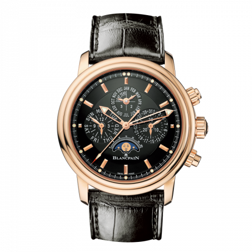 Blancpain Léman Chronographe Flyback Quantième Perpétuel Red Gold Black Alligator