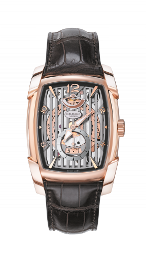 Parmigiani Fleurier Kalpa XL Hebdomadaire Rose Gold Silver Grille Alligator