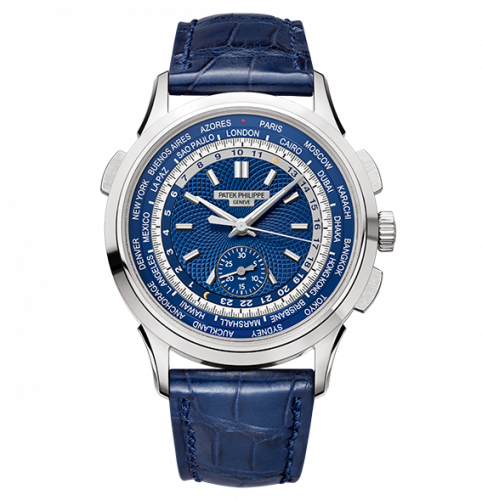 Patek Philippe World Time Chronograph 5930 White Gold Blue Hong Kong