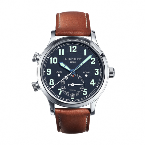 Patek Philippe Calatrava Pilot Travel Time 5524 Tiffany White Gold Blue