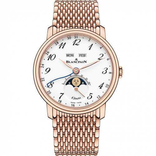 Blancpain Villeret Quantieme Complet 8 Jours Red Gold Enamel Arabic Bracelet