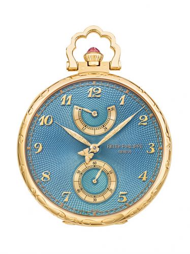 Patek Philippe Pocket Watch Lepine Power Reserve Yellow Gold Butterflies and Orchids