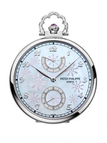Patek Philippe Pocket Watch Lepine Power Reserve White Gold Geisha under a Cherry Tree