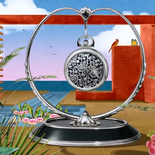 Patek Philippe Pocket Watch Lepine White Gold Gold Birds