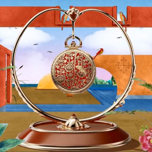 Patek Philippe Pocket Watch Lepine Yellow Gold Gold Birds