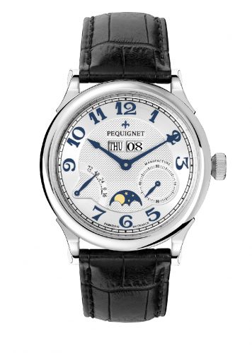 Pequignet Paris Royal Moonphase Blue Numerals Black Strap