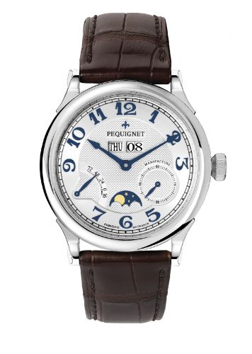 Pequignet Paris Royal Moonphase Blue Numerals Brown Strap