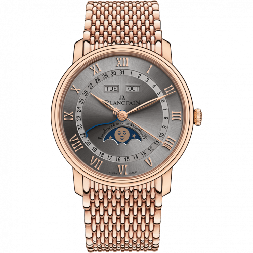 Blancpain Villeret Quantième Complet 40mm Red Gold Grey Bracelet