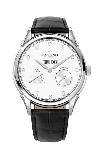 Pequignet Royale Grand Sport Silver Numerals Black Strap