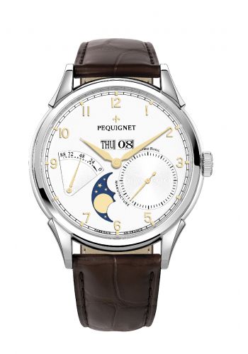 Pequignet Royale Grand Sport Moonphase Gilt Numerals Brown Strap