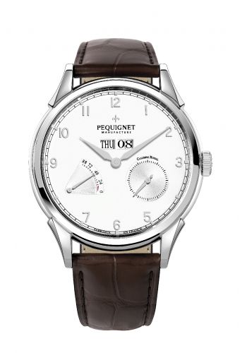 Pequignet Royale Grand Sport Silver Numerals Brown Strap
