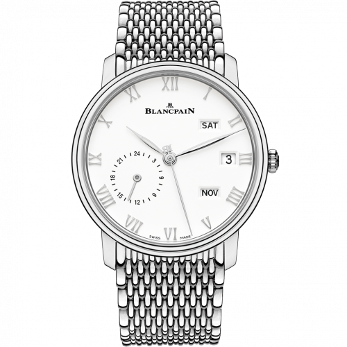 Blancpain Villeret Quantième Annuel GMT Stainless Steel White Bracelet