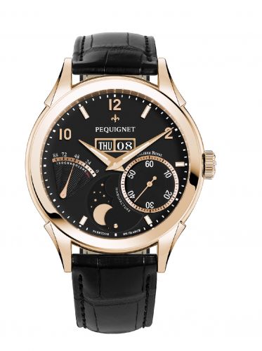 Pequignet Rue Royale Moonphase Red Gold Black Black Alligator
