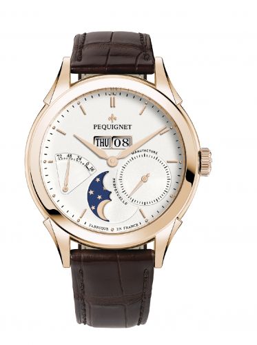 Pequignet Rue Royale Moonphase Red Gold Silver Black Alligator