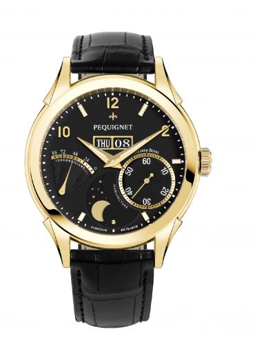 Pequignet Rue Royale Moonphase Yellow Gold Black Black Alligator