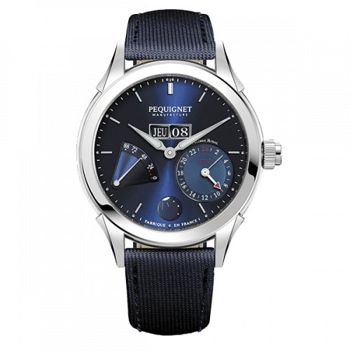 Pequignet Rue Royale GMT Stainless Blue Fabric