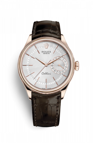 Rolex Cellini Date Everose Silver Alligator